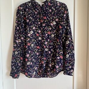 Rebecca Taylor Navy Floral Button Down Shirt